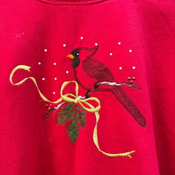 VTG M&C sportswear Ugly Sweater Christmas Holiday Granny Red Cardinal Bird L - Picture 2 of 10